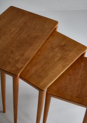 Birch Nesting Tables by Severin Hansen Jr for Haslev Møbelfabrik, Denmark, Set of 3-WRF-1133970