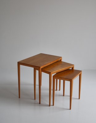 Birch Nesting Tables by Severin Hansen Jr for Haslev Møbelfabrik, Denmark, Set of 3-WRF-1133970