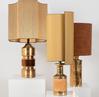 Birch Table Lamps with Silk Lampshade by Bitossi, 1960s, Set of 2-VDW-708761