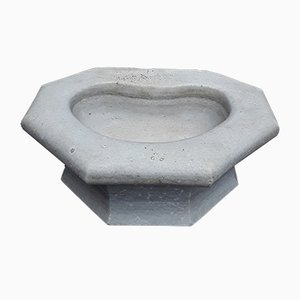 Bird Bath in White Marble with Iron Wall Anchor, 1900s-HOI-928854