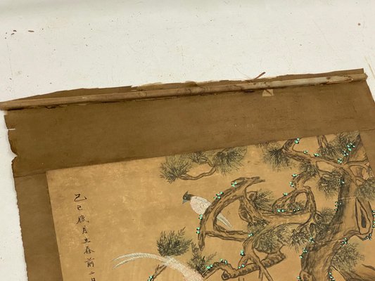 Birds and Nature Painting on Scroll Paper, China, 19th Century-UR-1388935