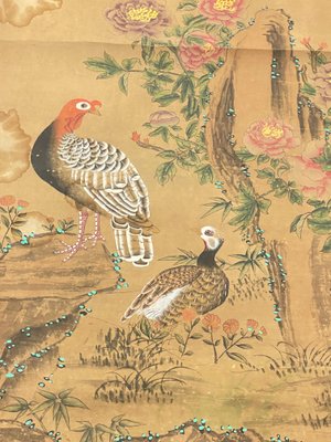 Birds and Nature Painting on Scroll Paper, China, 19th Century-UR-1388935