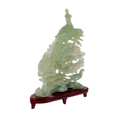 Birds and Peonies Sculpture in Jade-VMM-1793274