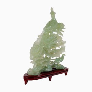 Birds and Peonies Sculpture in Jade-VMM-1793274