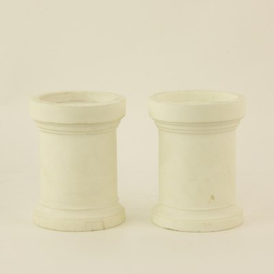 Biscuit Porcelain Vases on Separate Pedestals, France, Set of 2-KMT-942507