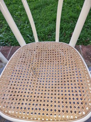 Bistro Chairs in White Painted Beech and Vienna Straw attributed to Michael Thonet, 1980s, Set of 8-EBW-2036243