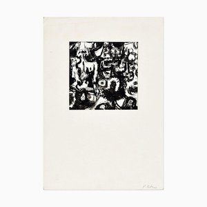 Black Abstract - Original China Ink Drawing by P. Peters - Late 20th Century Late 20th Century-ZCI-761823