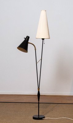 Black and Brass Floor Reading Lamp attributed to Hans Bergström for Attaljé Lyktan, 1950s-JE-1401196