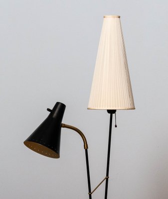 Black and Brass Floor Reading Lamp attributed to Hans Bergström for Attaljé Lyktan, 1950s-JE-1401196