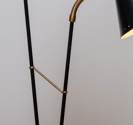 Black and Brass Floor Reading Lamp attributed to Hans Bergström for Attaljé Lyktan, 1950s-JE-1401196