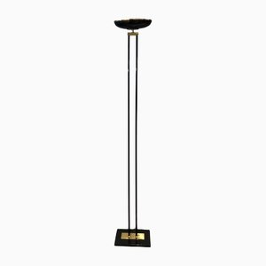 Black and Brass Lacquered Metal Parquet Floor Lamp-BA-1365337