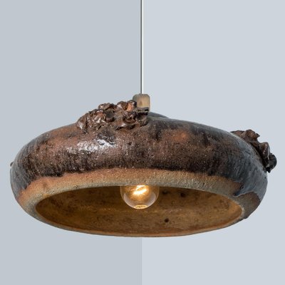 Black and Brown Ceramic Pendant Light, Denmark, 1970s-VDW-1754770