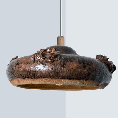 Black and Brown Ceramic Pendant Light, Denmark, 1970s-VDW-1754770