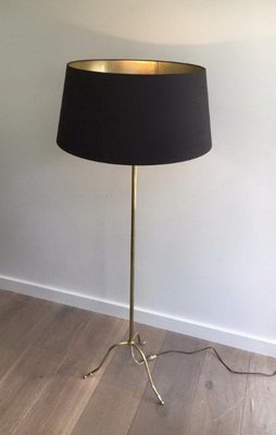 Black and Golden Brass Parquet Lamp, 1940s-BA-1365775