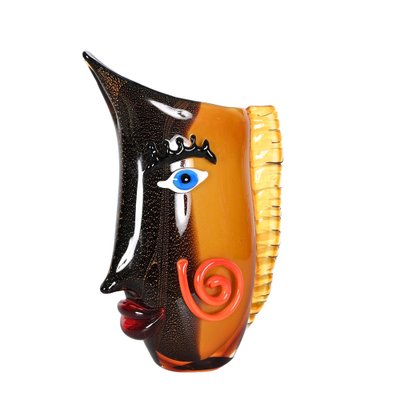 Black and Orange Sommerso Murano Glass Vase by Mario Badioli, 1980s-JDR-1355702