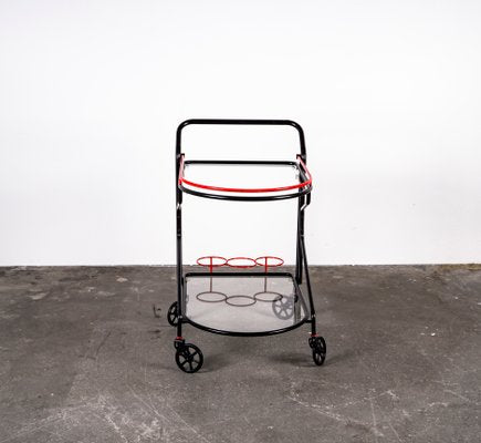 Black and Red Bar Cart in the Style of Yrjo Kukkapuro for Avarte, 1980s-VLO-1000313