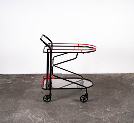 Black and Red Bar Cart in the Style of Yrjo Kukkapuro for Avarte, 1980s-VLO-1000313