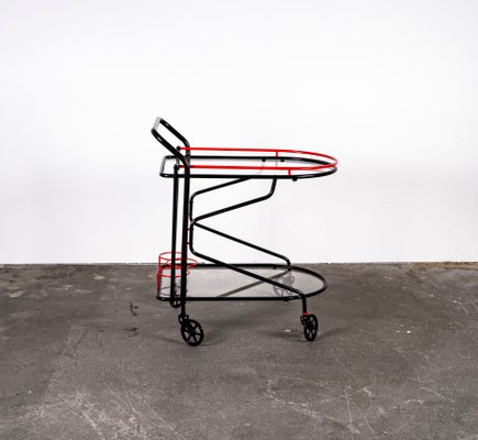 Black and Red Bar Cart in the Style of Yrjo Kukkapuro for Avarte, 1980s-VLO-1000313