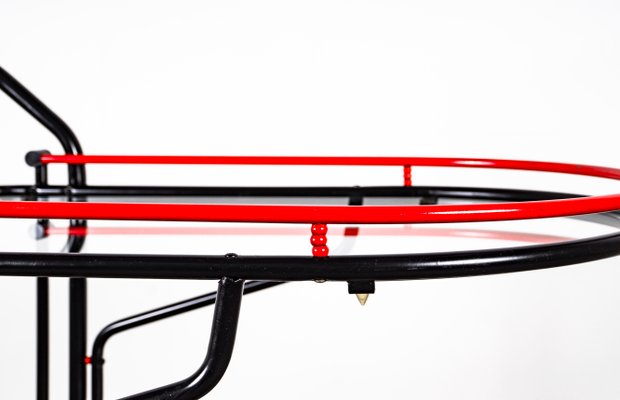 Black and Red Bar Cart in the Style of Yrjo Kukkapuro for Avarte, 1980s-VLO-1000313