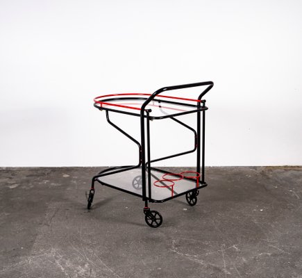 Black and Red Bar Cart in the Style of Yrjo Kukkapuro for Avarte, 1980s-VLO-1000313