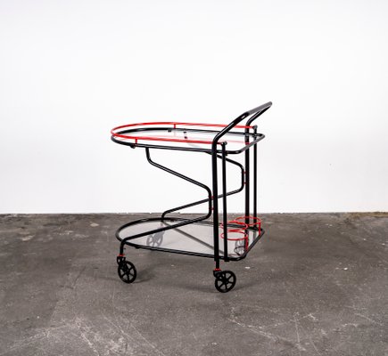 Black and Red Bar Cart in the Style of Yrjo Kukkapuro for Avarte, 1980s-VLO-1000313