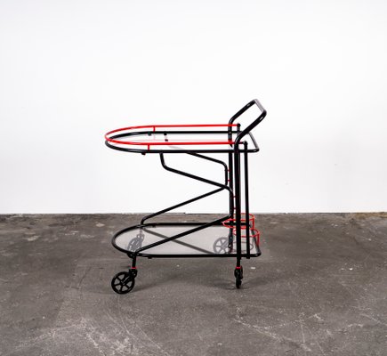 Black and Red Bar Cart in the Style of Yrjo Kukkapuro for Avarte, 1980s-VLO-1000313