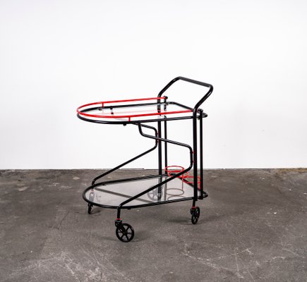 Black and Red Bar Cart in the Style of Yrjo Kukkapuro for Avarte, 1980s-VLO-1000313