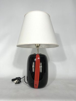 Black and Red Murano Glass Table Lamp from VeArt, 1970s-OT-1313274