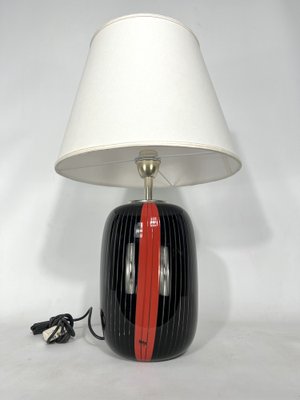 Black and Red Murano Glass Table Lamp from VeArt, 1970s-OT-1313274