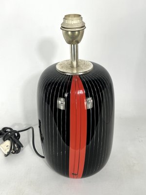 Black and Red Murano Glass Table Lamp from VeArt, 1970s-OT-1313274