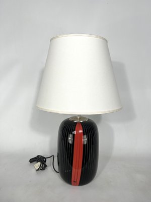 Black and Red Murano Glass Table Lamp from VeArt, 1970s-OT-1313274