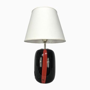 Black and Red Murano Glass Table Lamp from VeArt, 1970s-OT-1313274