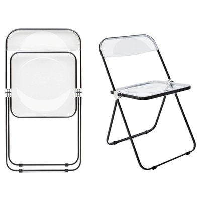 Black and Transparent Plia Chairs by Giancarlo Piretti for Anonima Castelli, Set of 2-JDR-1125503