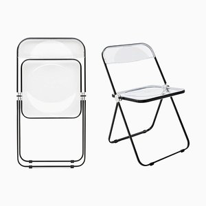 Black and Transparent Plia Chairs by Giancarlo Piretti for Anonima Castelli, Set of 2-JDR-1125503