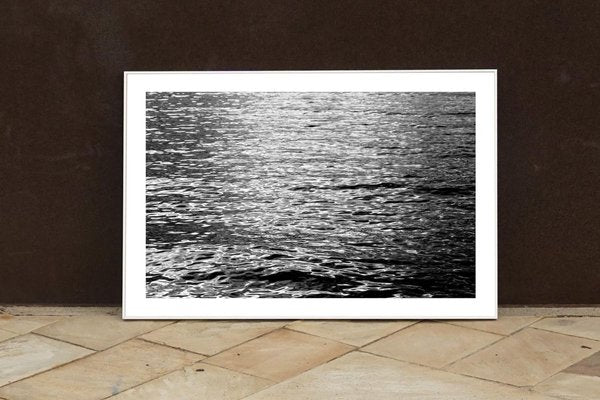 Black and White Abstract Ripples Under Moonlight, Nocturnal Nautical Giclée 2020-RWC-811282