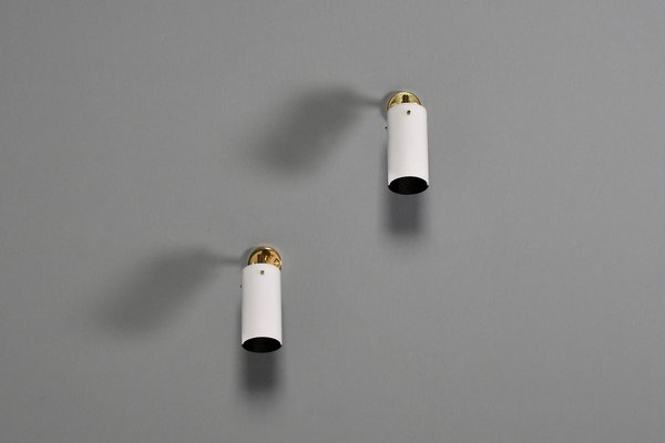 Black and White Acrylic Glass and Brass Sconces attributed to Stillux, Italy, 1960s, Set of 2-QT-1757644