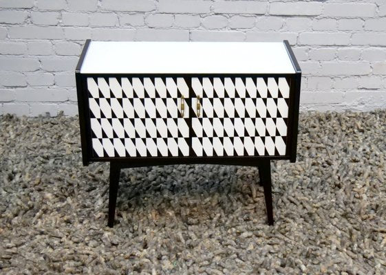 Black and White Cabinet with a Glass Top, 1950s-QFD-1001436