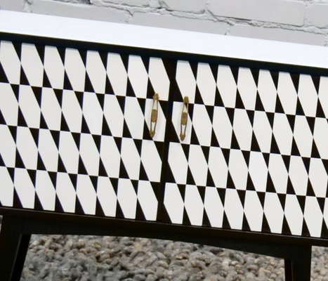 Black and White Cabinet with a Glass Top, 1950s-QFD-1001436