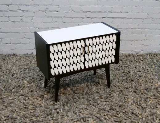 Black and White Cabinet with a Glass Top, 1950s-QFD-1001436