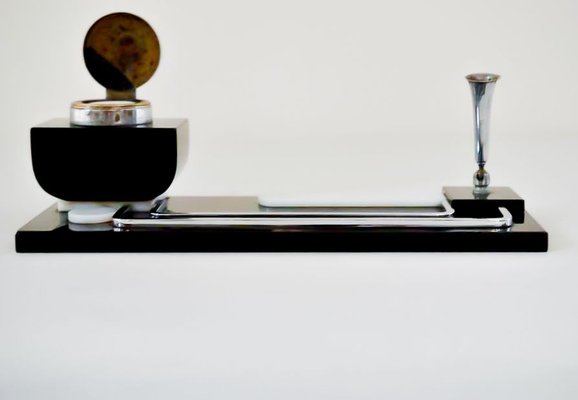 Black and White Glass Inkwell, 1920s-SPD-853192