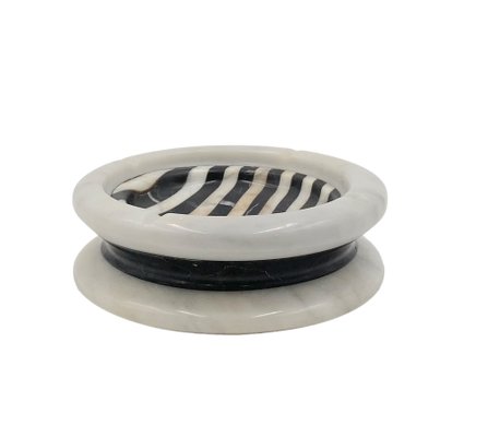 Black and White Marble Inlays Ashtray, 1970s-TXN-1771130