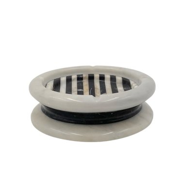 Black and White Marble Inlays Ashtray, 1970s-TXN-1771130