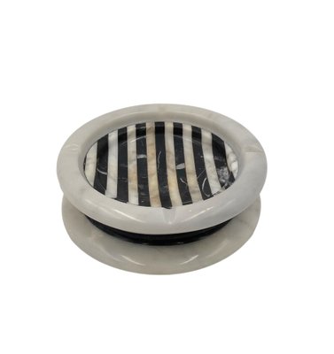 Black and White Marble Inlays Ashtray, 1970s-TXN-1771130