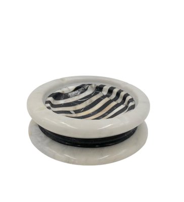 Black and White Marble Inlays Ashtray, 1970s-TXN-1771130