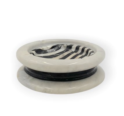 Black and White Marble Inlays Ashtray, 1970s-TXN-1771130