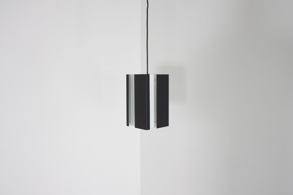 Black and White Metal Pendant Lamp by Jan Hoogervorst for Anvia, 1960s-QT-1263293