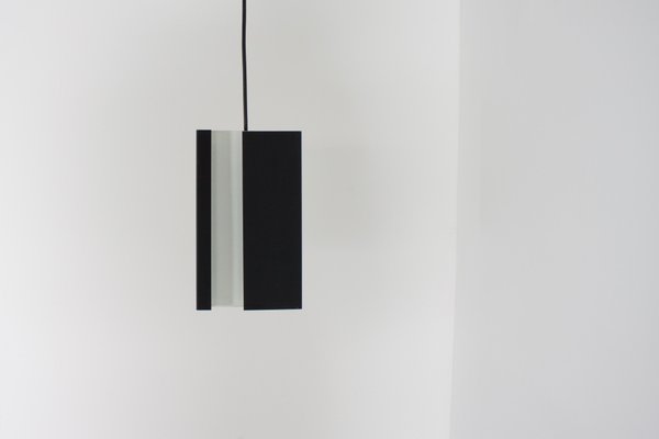 Black and White Metal Pendant Lamp by Jan Hoogervorst for Anvia, 1960s-QT-1263293