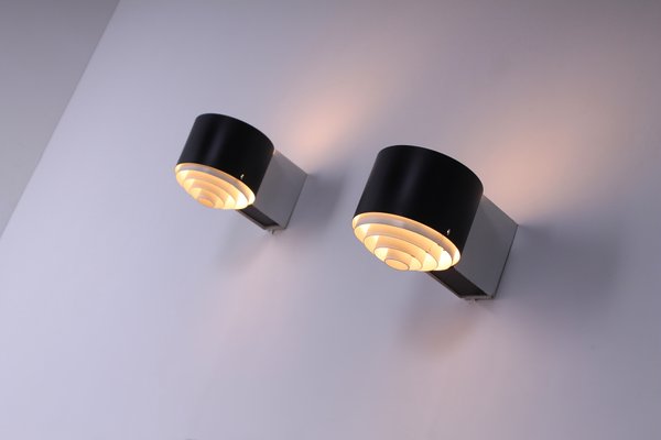 Black and White Metal Wall Sconces from Novalux France, 1950s, Set of 2-XT-1394032