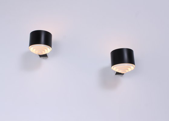 Black and White Metal Wall Sconces from Novalux France, 1950s, Set of 2-XT-1394032