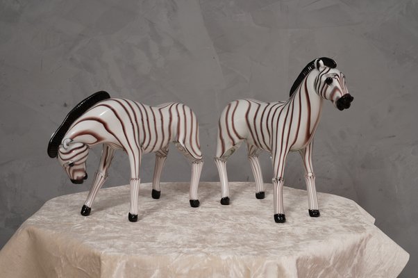 Black and White Murano Glass Sculptures, 1980s, Set of 2-UH-1787700